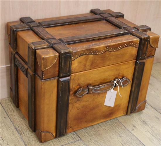 A leather travel chest W.50cm